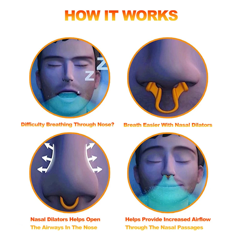 4Pcs Silicone Nose Clip Anti Snoring Nasal Dilator Stop Snore Aid Easy Breathe Improve Sleeping Rhinitis