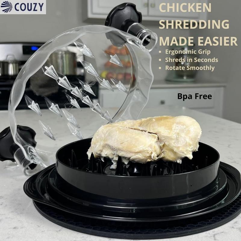 Large Chicken Breast Shredder Tool, Visible Lid Meat Grinder, Anti-Slip Strip, Ergonomic Handle