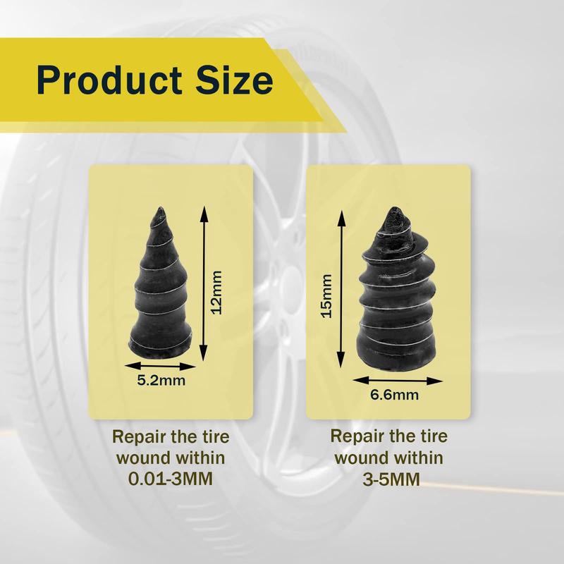 60PCS Tire Repair Rubber Nails Kit with 2 Sizes+Free Screwdriver