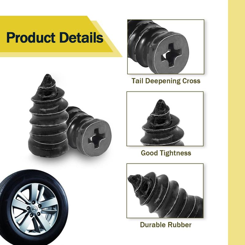 60PCS Tire Repair Rubber Nails Kit with 2 Sizes+Free Screwdriver