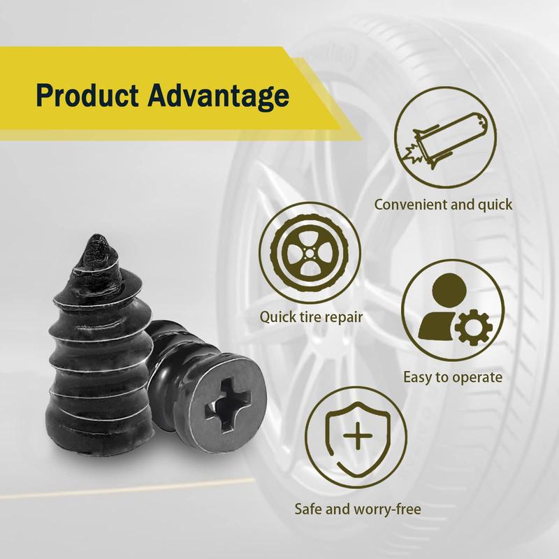 60PCS Tire Repair Rubber Nails Kit with 2 Sizes+Free Screwdriver