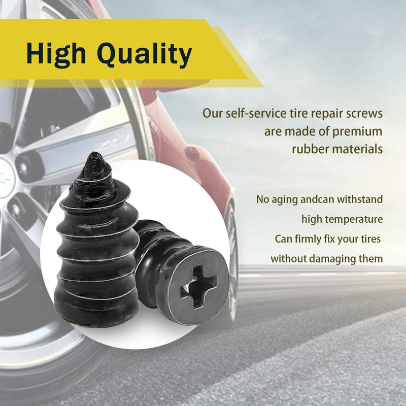 60PCS Tire Repair Rubber Nails Kit with 2 Sizes+Free Screwdriver