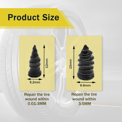 60PCS Tire Repair Rubber Nails Kit with 2 Sizes+Free Screwdriver