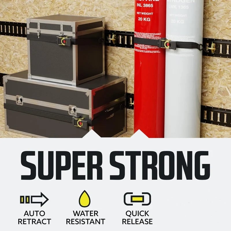 Auto-Retractable Ratchet Tie Down Straps  - 1,500 lb- 3.3M