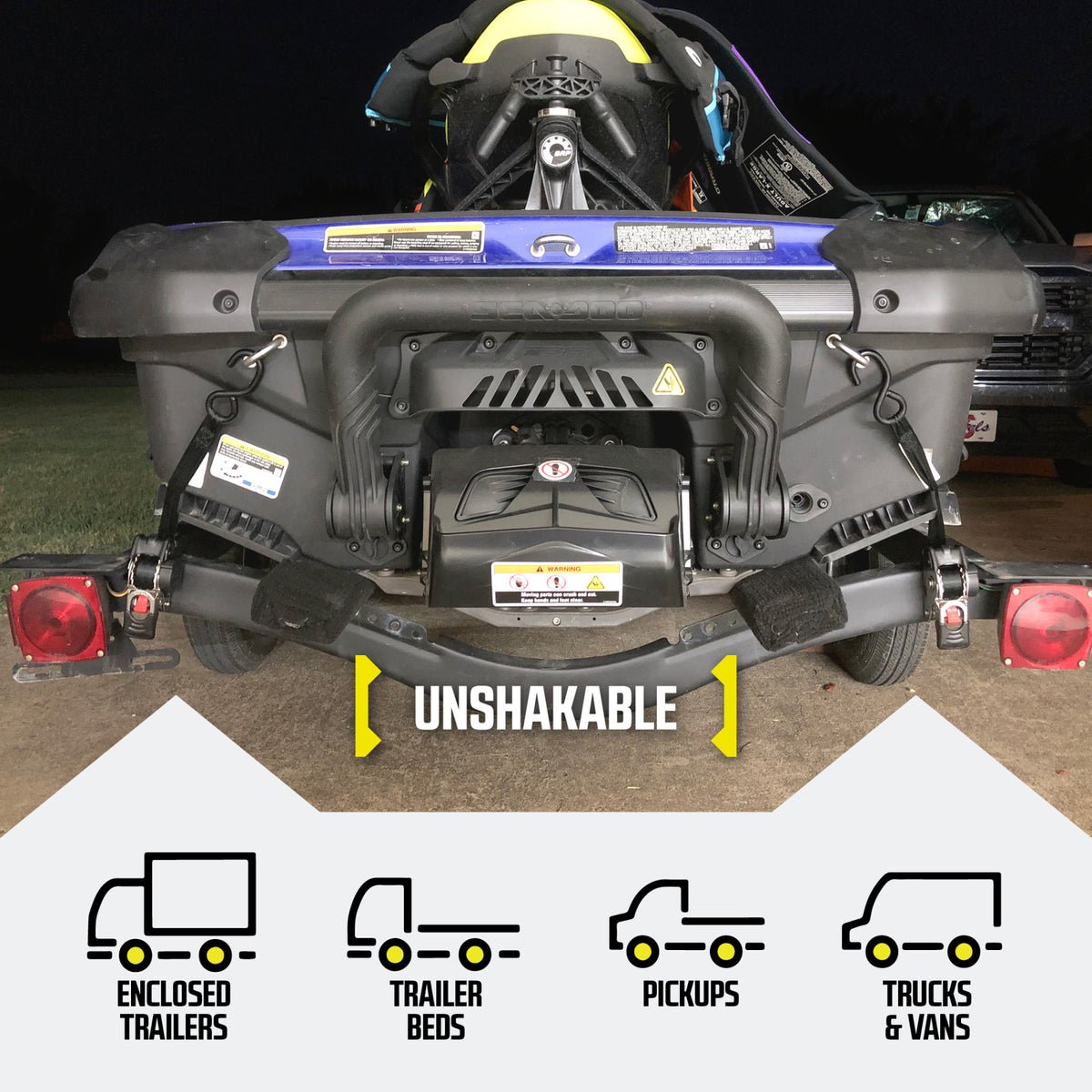 Auto-Retractable Ratchet Tie Down Straps  - 1,500 lb- 3.3M